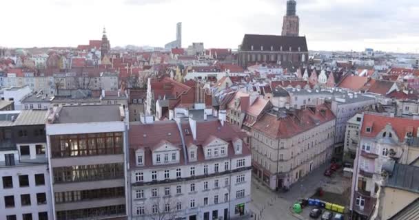 Stadsbilden Wroclaw Utsikt Från Ett Tak Universitet — Stockvideo
