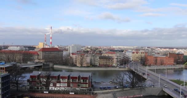 Wroclaw Polônia Janeiro 2018 Pontes Wroclaw Vista Telhado Universidade — Vídeo de Stock