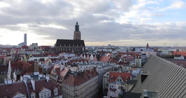 Stadsbilden Wroclaw Utsikt Från Ett Tak Universitet — Stockvideo