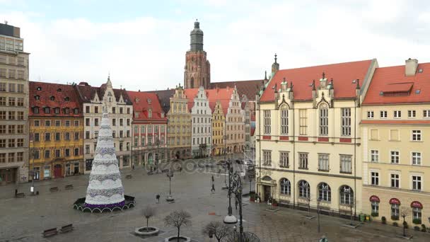 Timelapse Praça Mercado Wroclaw Polônia — Vídeo de Stock