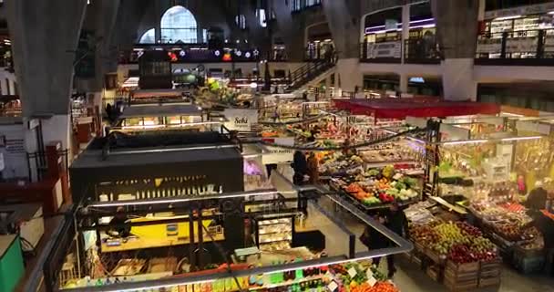 Вроцлав Польша Января 2018 Года Люди Посещают Рыночный Зал Вроко — стоковое видео