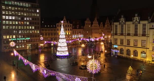 Wroclaw Polen Januari 2018 Människor Vandrar Den Marknaden Square Wroclaw — Stockvideo