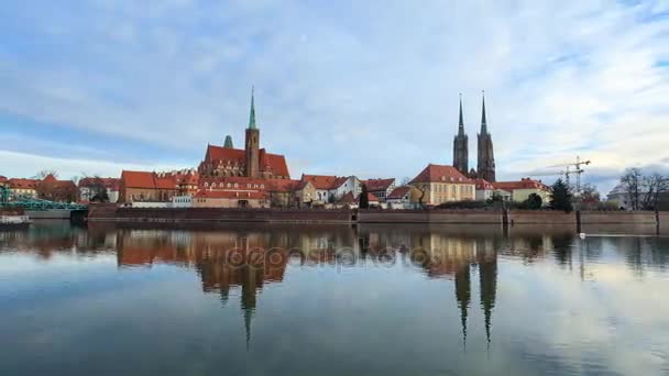 Timelapse Ilha Catedral Wroclaw Polônia — Vídeo de Stock