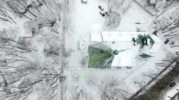 Antenne Toren Van Kaliningrad Poppentheater Snowy Winter — Stockvideo