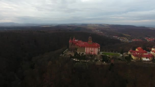 Swidnica Poland January 2018 Aerial View Castle Ksiaz One Most — Stock Video