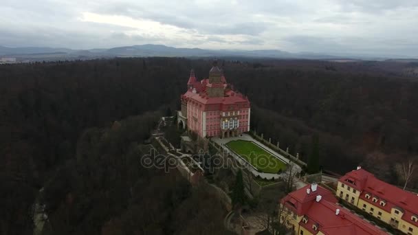 Swidnica Πολωνία Ιανουαρίου 2018 Εναέρια Άποψη Του Κάστρο Του Ksiaz — Αρχείο Βίντεο