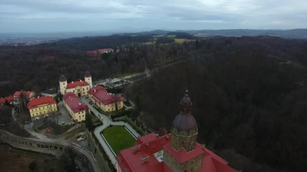 Swidnica Poland January 2018 Aerial View Castle Ksiaz One Most — Stock Video
