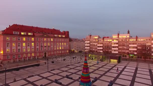 Antenn Stadsbilden Wroclaw Frostig Soluppgång Vintertid — Stockvideo