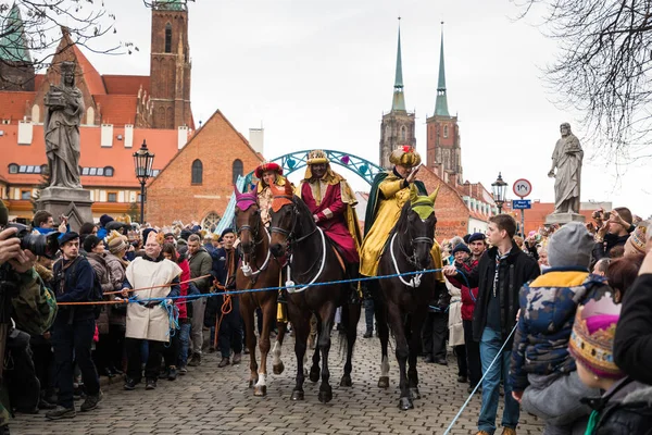 ヴロツワフ、ポーランドで 3 人の王のお祝い — ストック写真