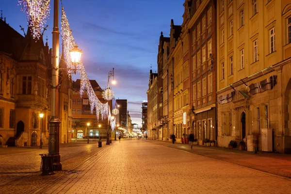 Den marknaden Square av Wroclaw på natten — Stockfoto