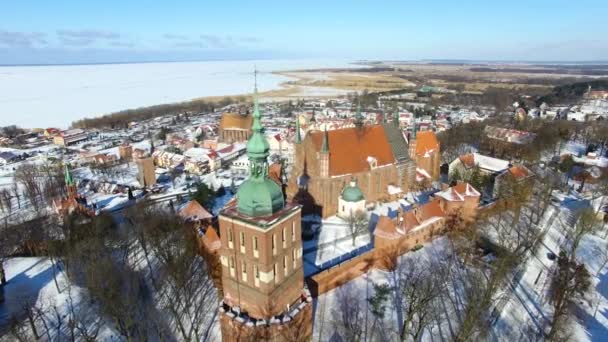 Anteni Castle Frombork Kış Zaman Polonya — Stok video