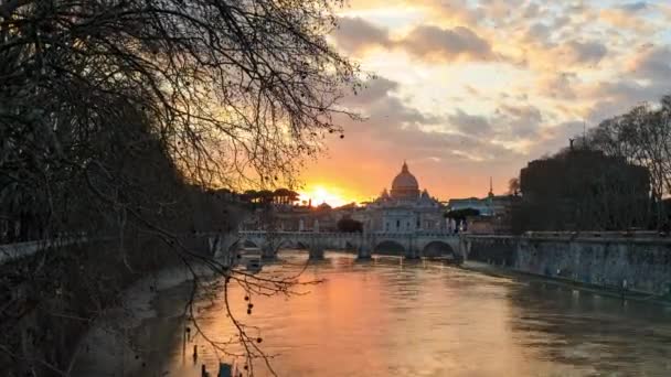 Rom Italien Zeitraffer Sonnenuntergang Über Dem Vatikan — Stockvideo