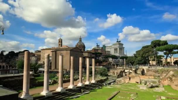 Roma Italia Timelapse Antiguas Ruinas Del Foro Romano — Vídeos de Stock