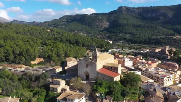 Flygfoto Andratx Gamla Stad Mallorca Spanien — Stockvideo