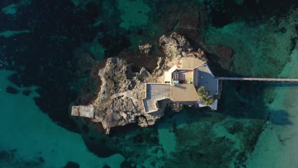 Luchtfoto Van Het Eiland Het Strand Van Camp Mar Mallorca — Stockvideo