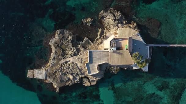 Luchtfoto Van Het Eiland Het Strand Van Camp Mar Mallorca — Stockvideo