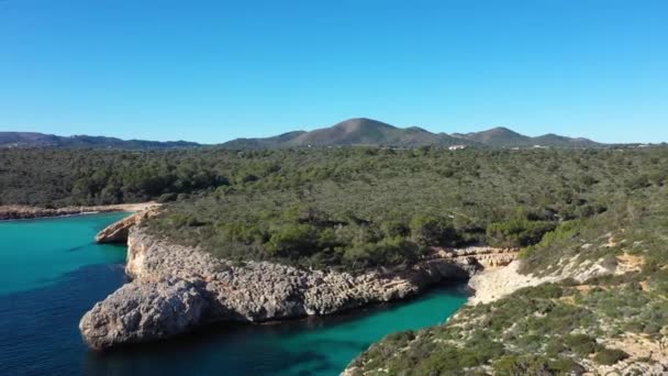 Cala Varques Lagoon Mallorca View Drone — Stock Video