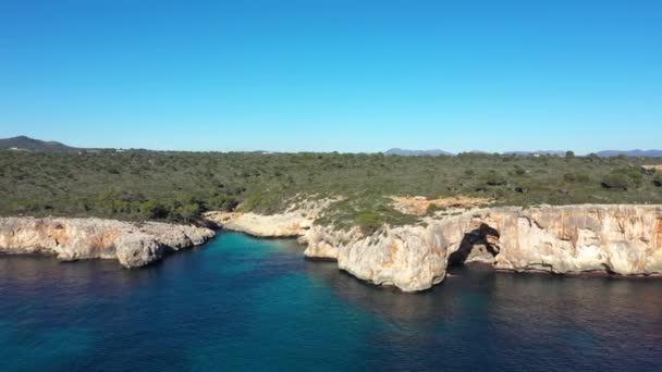 Cala Varques Lagoon Mallorca View Drone — Stock Video