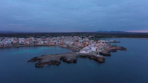 Vista Aérea Cidade Resort Colonia Sant Jordi Maiorca Hora Noite — Vídeo de Stock