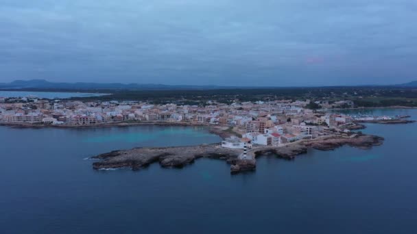 Vista Aérea Cidade Resort Colonia Sant Jordi Maiorca Hora Noite — Vídeo de Stock