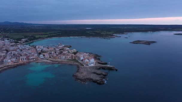 Vedere Aeriană Stațiunii Colonia Sant Jordi Din Mallorca Ora Seară — Videoclip de stoc