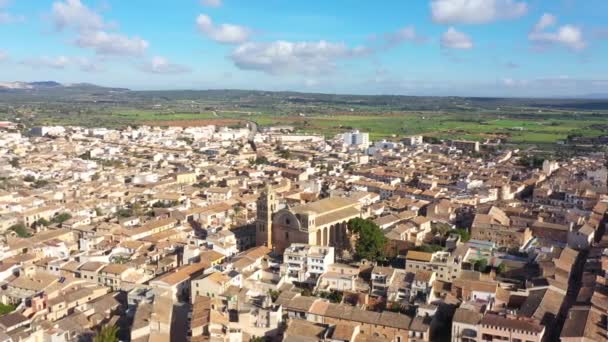西班牙马洛卡的Campos古城 从无人驾驶飞机上俯瞰 — 图库视频影像