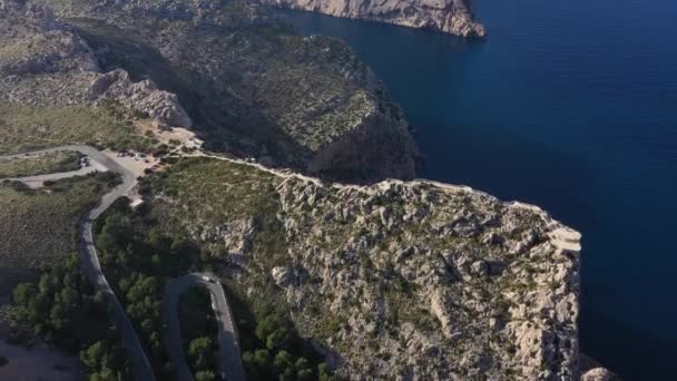 Luftaufnahme Der Aussichtsplattform Kap Formentor Auf Mallorca Spanien — Stockvideo