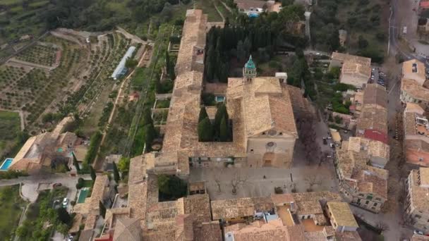 Vista Aérea Del Casco Antiguo Valldemossa Mallorca España — Vídeos de Stock