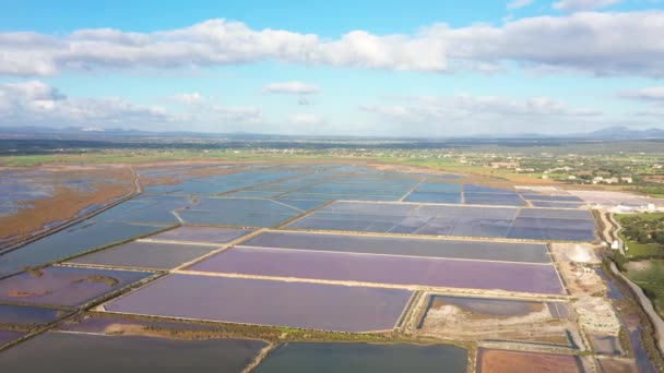 Estanques Evaporación Sal Salinas Salinas Cerca Colonia Sant Jordi Mallorca — Vídeo de stock