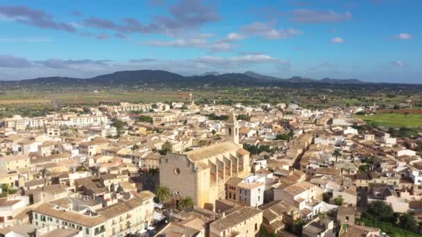 西班牙马洛卡的桑坦尼老城 从无人驾驶飞机上俯瞰 — 图库视频影像