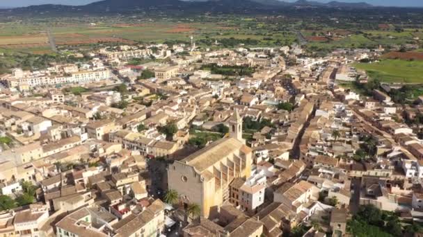 西班牙马洛卡的桑坦尼老城 从无人驾驶飞机上俯瞰 — 图库视频影像