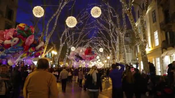 Palma Mallorca Spain January 2020 Christmas Illumination Passeig Del Born — стокове відео