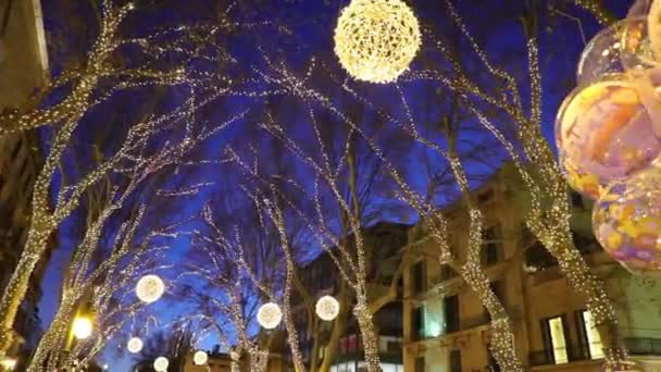 Palma Mallorca España Enero 2020 Iluminación Navideña Calle Passeig Del — Vídeos de Stock