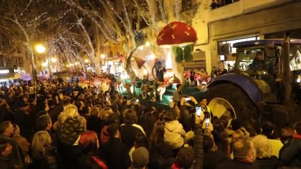 Palma Mallorca Spanje Januari 2020 Carnavalsoptocht Een Stadsstraat Dag Van — Stockvideo