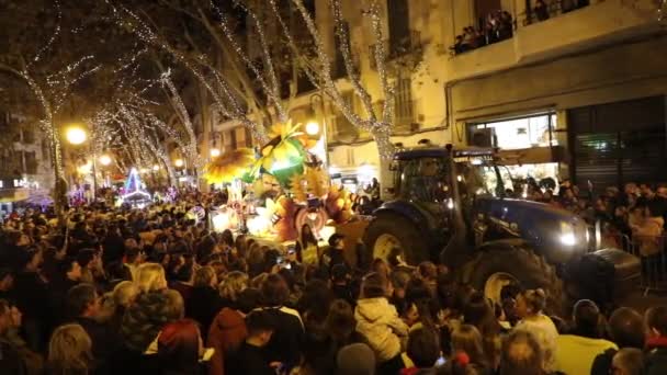 Palma Mallorca Spanje Januari 2020 Carnavalsoptocht Een Stadsstraat Dag Van — Stockvideo