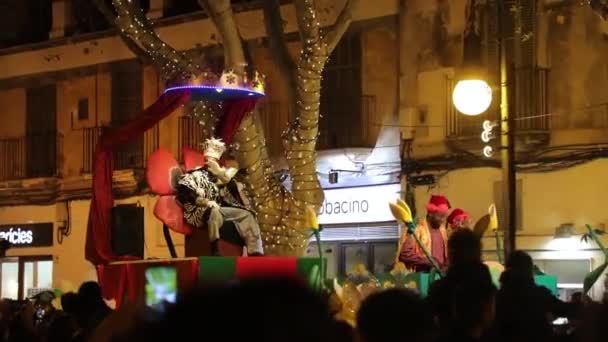 Palma Mallorca Spain January 2020 Карнавальна Процесія Міській Вулиці День — стокове відео