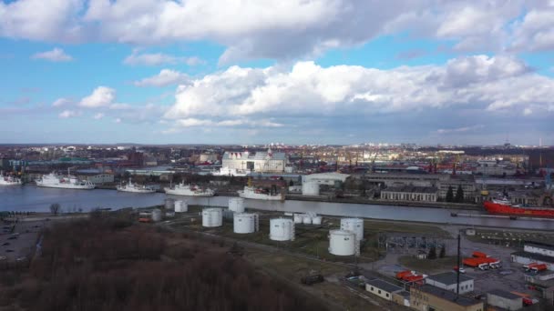 Port Kaliningradzie Widok Góry — Wideo stockowe