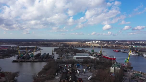 Port Kaliningradzie Widok Góry — Wideo stockowe