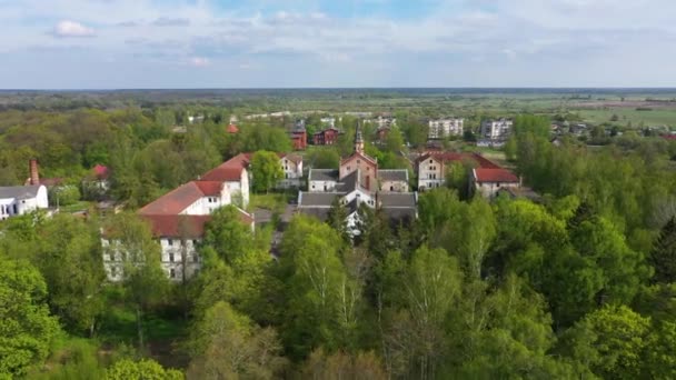 Abandonado Antigo Hospital Prussiano Allenberg Znamensk Rússia Vista Drone — Vídeo de Stock