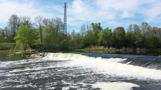 Waterfall Znamensk Russia View Drone — Stock Video