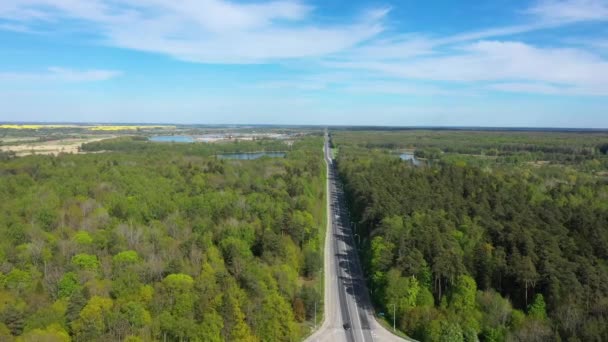 Luftaufnahme Der Autobahn Durch Den Wald — Stockvideo