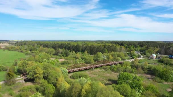 Luftaufnahme Der Alten Preußischen Brücke Dorf Talpaki Russland — Stockvideo