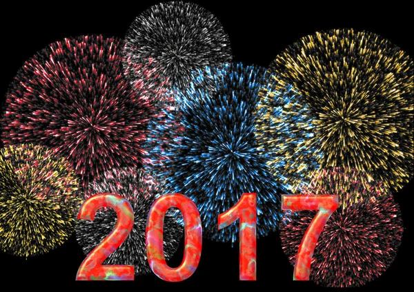 Colorful 2017 with firework — Stock Photo, Image