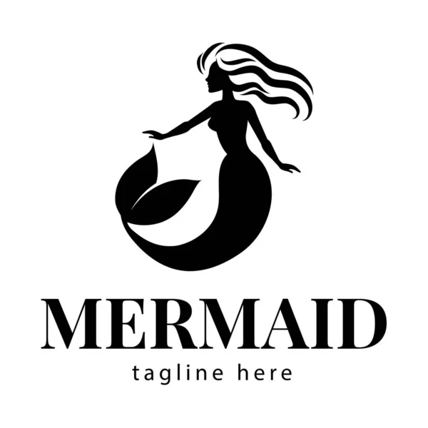Zeemeermin Logo Voor Ontwerp Schone Zeemeermin Logotype Met Silhouet — Stockfoto