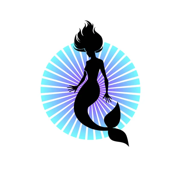 Mermaid logo for your design. Clean mermaid logotype with silhouette