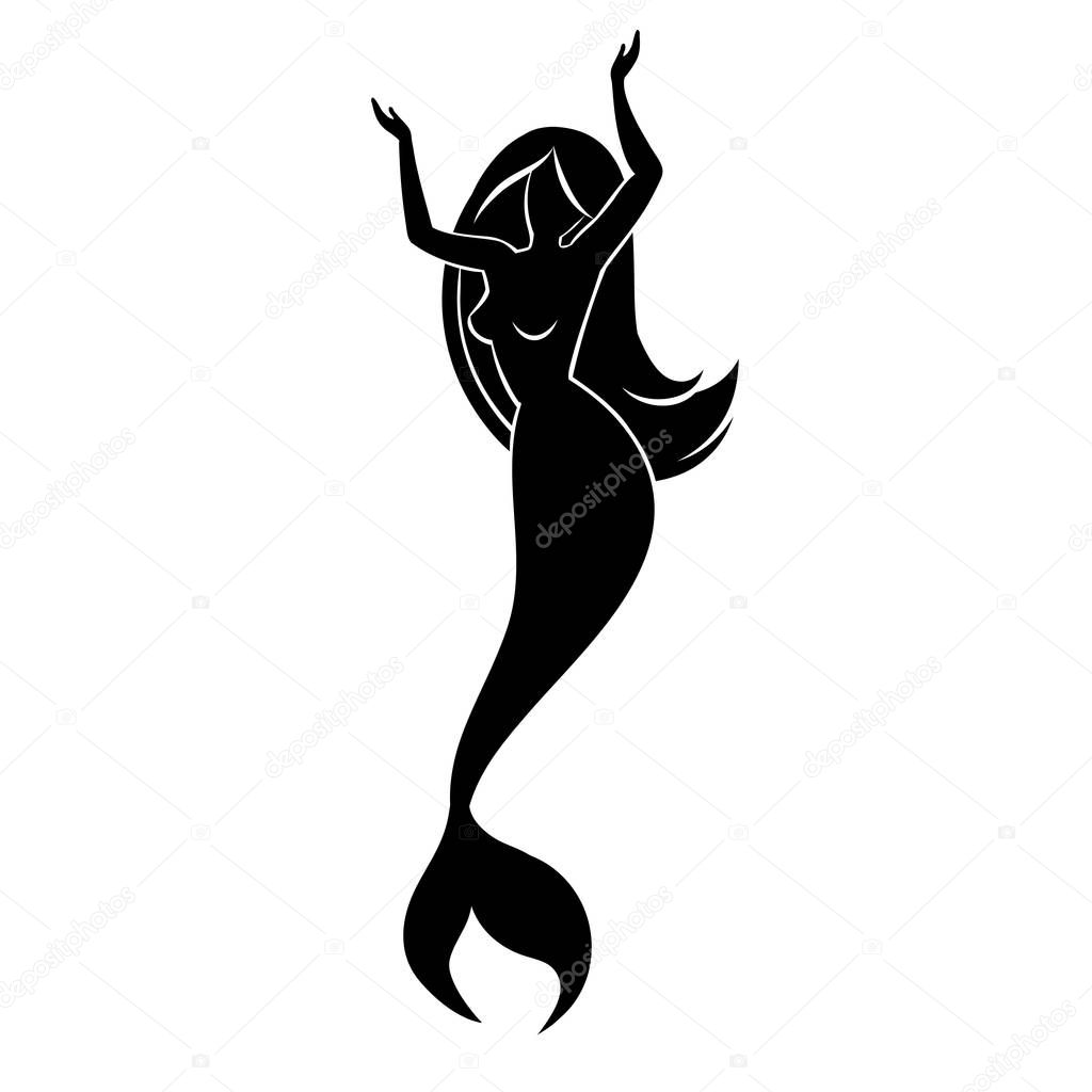 Mermaid logo for your design. Clean mermaid logotype with silhouette
