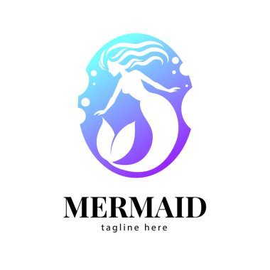 Tasarımın için deniz kızı logosu. Silueti olan temiz bir denizkızı logosu