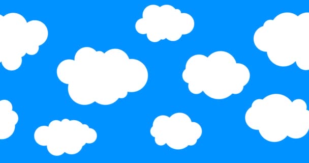 Naadloze Cartoon wolken achtergrond. Animatie blauwe lucht — Stockvideo