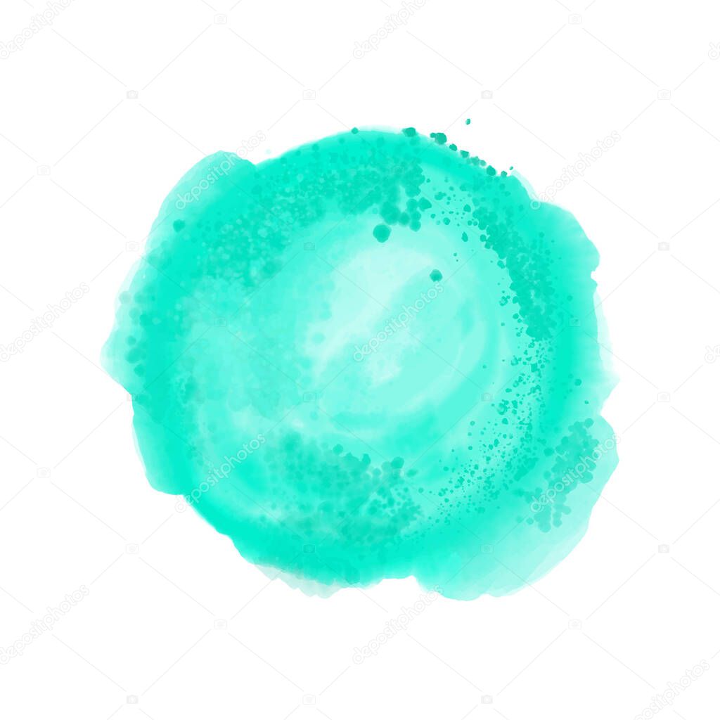 Watercolor turquoise splash round element