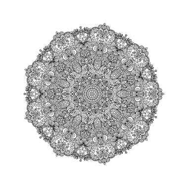 Yetişkin renkleri için soyutlanmış yuvarlak mandala.